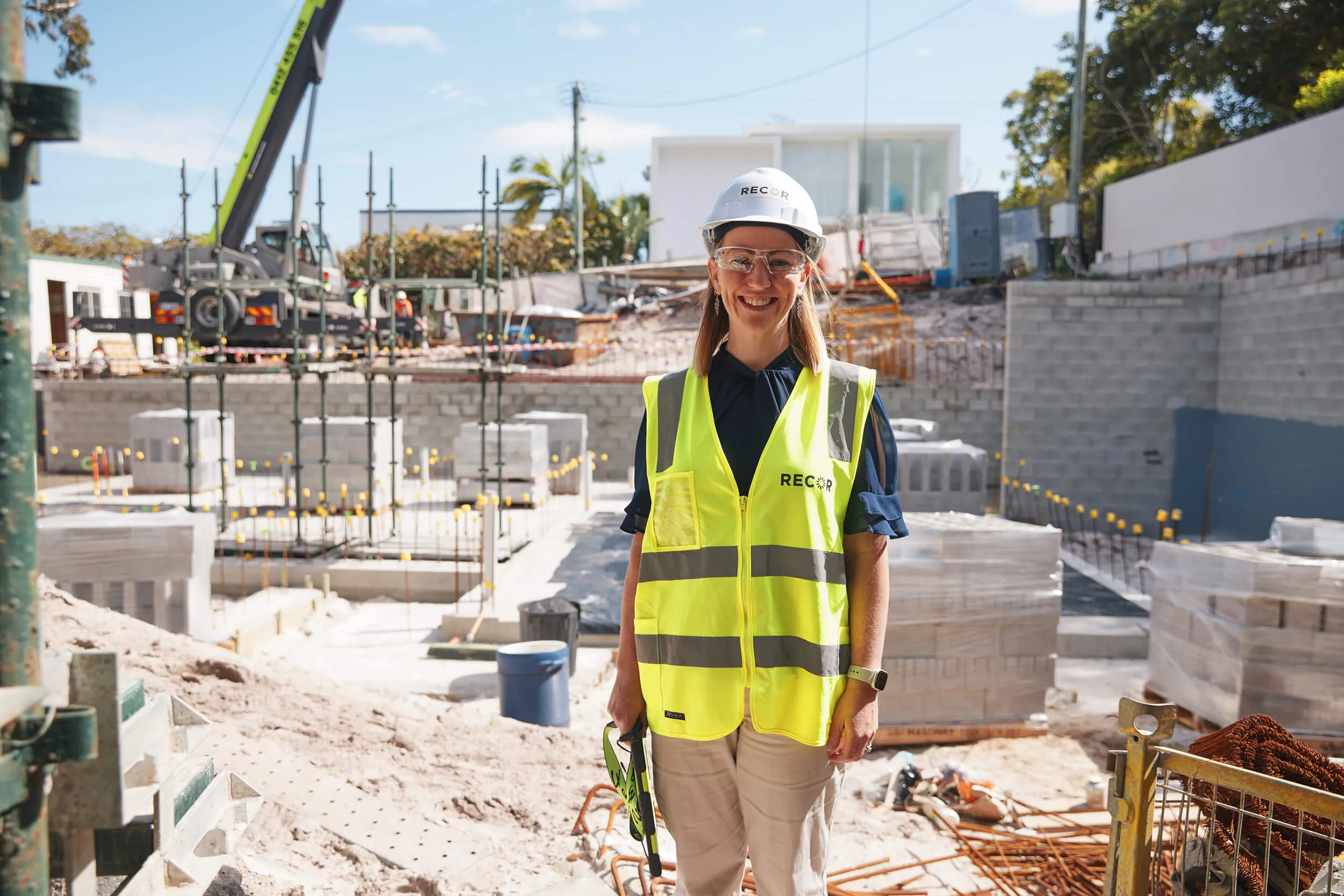 a woman at a construction site