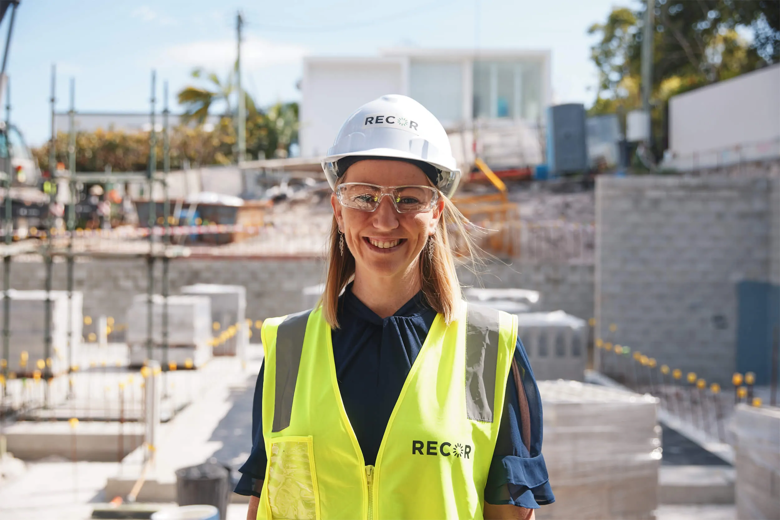 a woman at a construction site